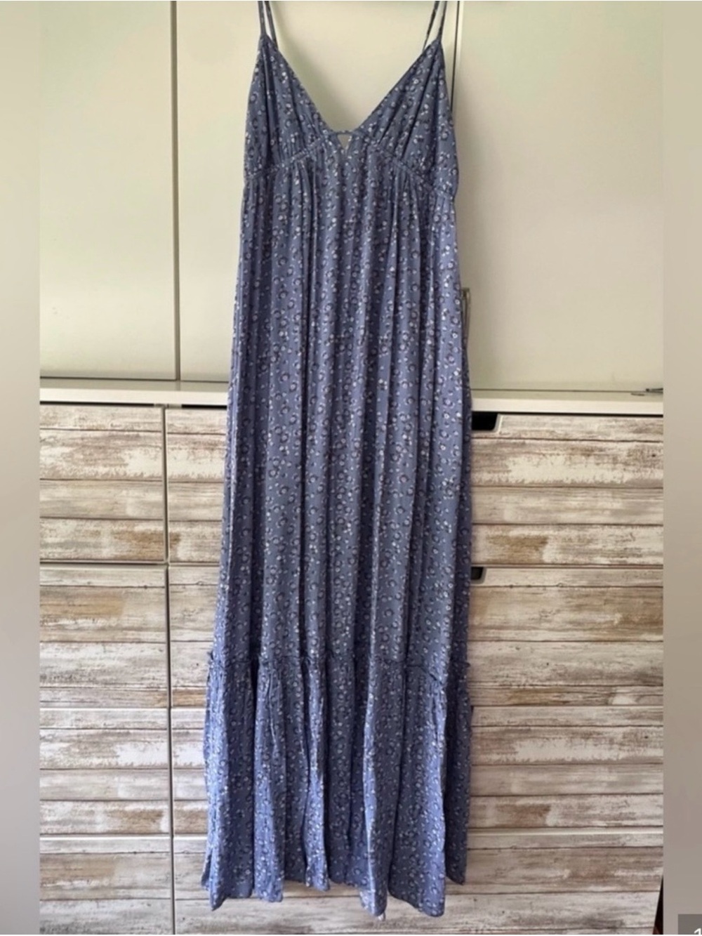💙🌼 NWT No Boundaries Blue Floral Tiered Maxi Dress XXS Boho Rayon
